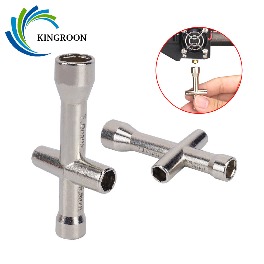 KINGROON 3D Printer Nozzle Tool 4in1 M2 M2.5 M3 M4 Screw Nut Hexagonal Cross Wrench For E3D V6 MK8 N