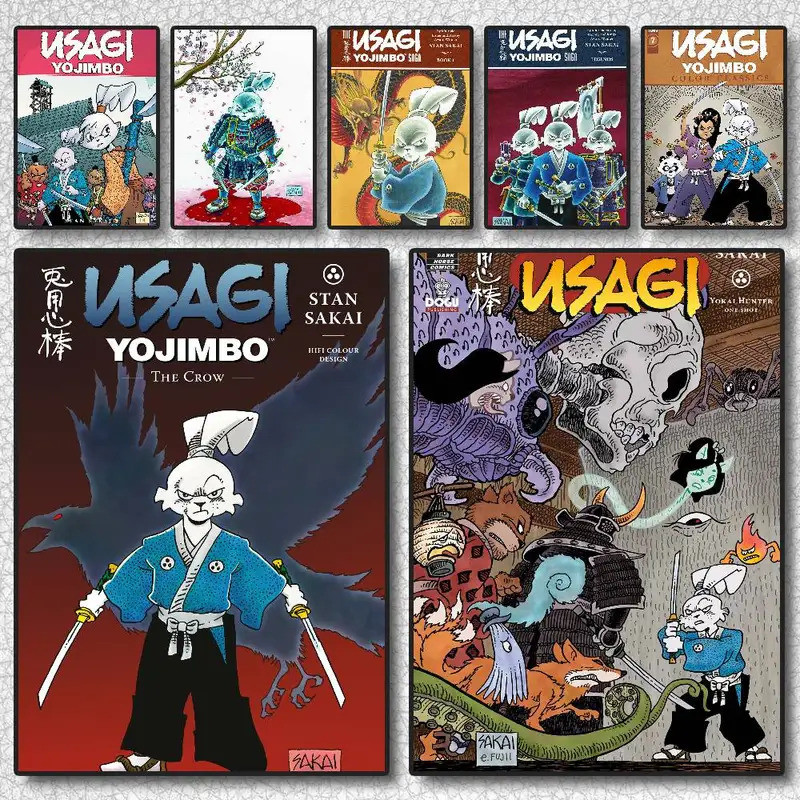 อะนิเมะ U-Usagi Yojimbo โปสเตอร์ศิลปะกันน้ําบ้านกาแฟหอพักตกแต่งผนัง OFGM