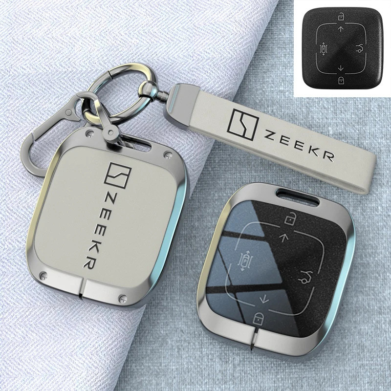 Zeekr X 001 007 009 7X สไตล์ใหม่โลหะผสมสังกะสีหนังรถรีโมทคอนโทรล Key Case Key Chain อุปกรณ์ตกแต่งภายในรถยนต์
