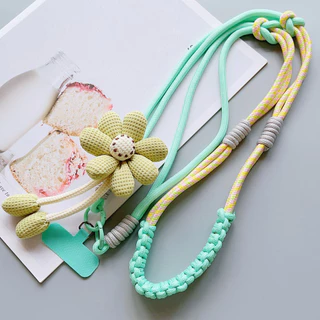 สายคล้องโทรศัพท์ถักลายดอกไม้ สีสันสดใส สไตล์มินิมอล ใส่ได้ทั้งคล้องคอและสะพายข้าง แมทช์เสื้อผ้าได้ทุกชุด