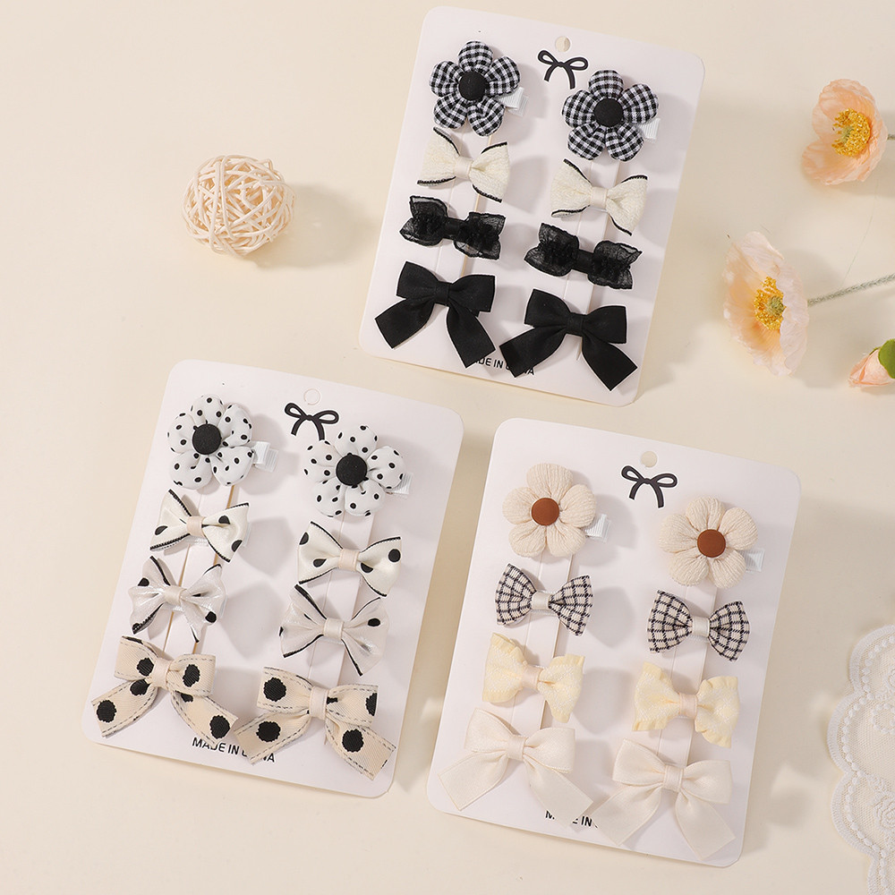 Bowknot Clip 8 ชิ้น ออกแบบพิมพ์หวาน สำหรับเด็กผู้หญิง คลิปผมทำเอง สไตล์พรีเมียม ตกแต่งทรงผม