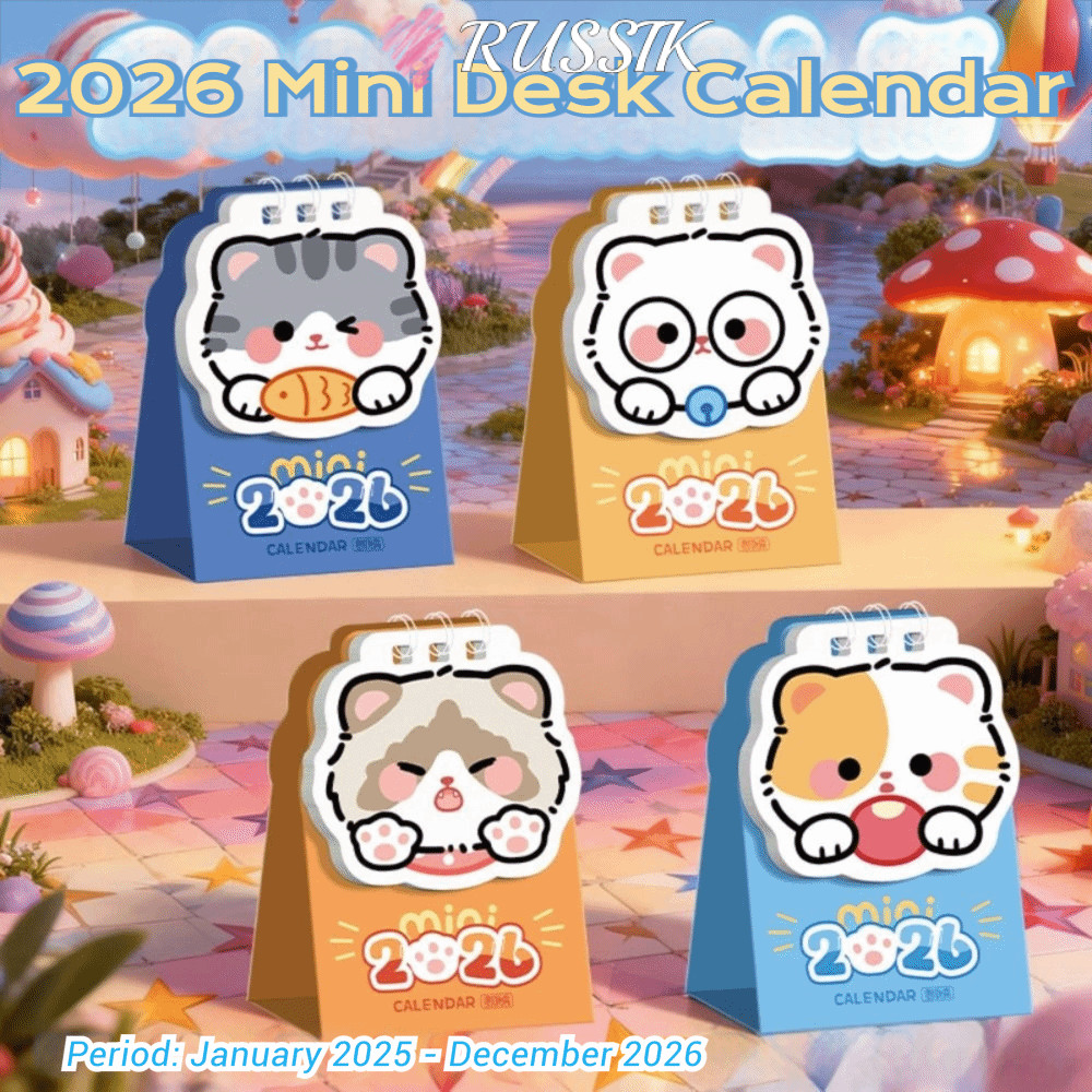 ปฏิทินขดลวด รัสซิก, ปฏิทินตั้งโต๊ะการ์ตูนขนาดเล็ก 2026, ปฏิทินแบบพกพาวางแผนหนังสือเครื่องประดับตั้งโต๊ะ