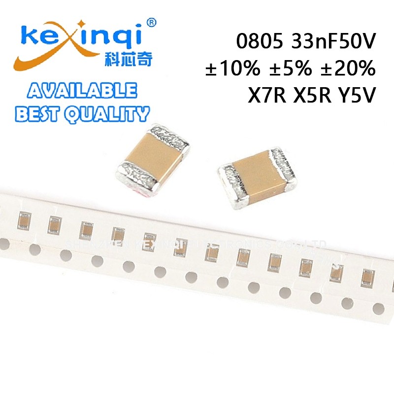 (20 ชิ้น) 0805 33nF ±10% ±5% ±20% 50V X7R X5R Y5V SMD Chip Multilayer Ceramic Capacitor