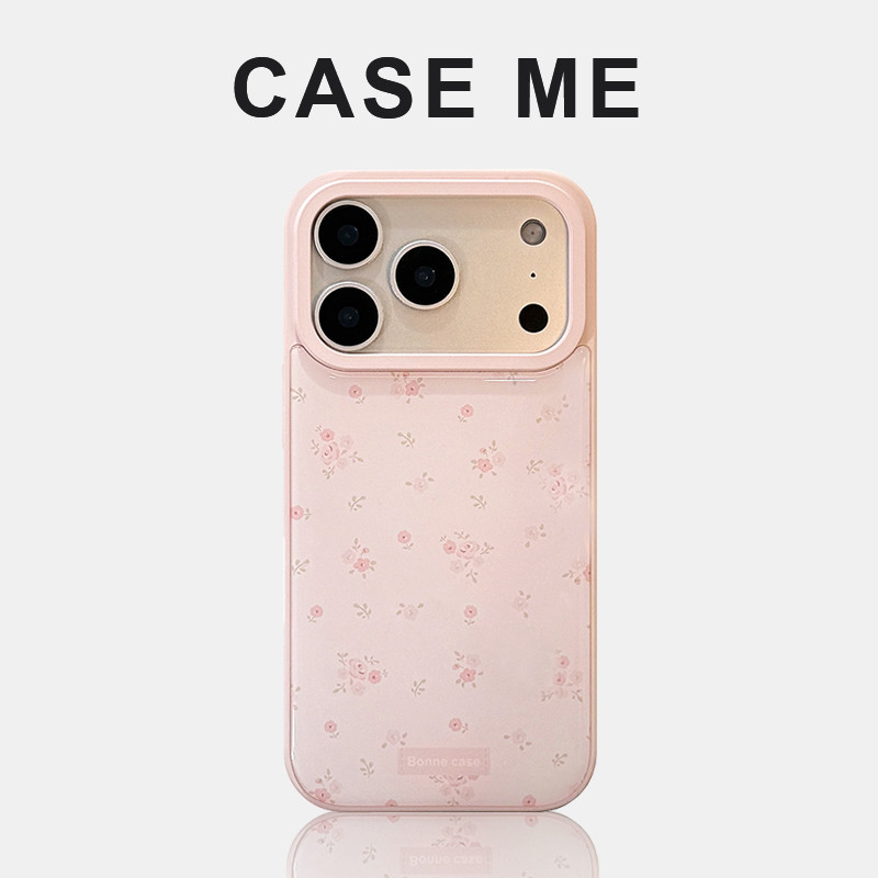 เกาหลีดอกไม้สีชมพู Hard IMD โทรศัพท์มือถือสําหรับ iPhone 17 16 15 14 13 Pro Max iPhone14 Big Hole Drop ทนปลอกมือถือ