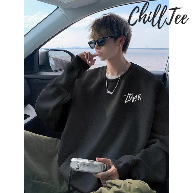 ChillTee⛄❄สเวตเตอร์ แขนยาว ทรงหลวม แบบลำลองเกาหลี พิมพ์ลาย 'LVAO' เสื้อแขนยาว เสื้อผ้าหนา【COD】