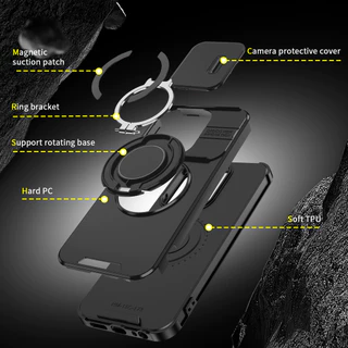 สําหรับ Honor X7d 400 สมาร์ท X8d X7C X5C Plus 5G 4G กรณีเกราะกันกระแทกสไลด์ปลอกแม่เหล็กสําหรับ HonorX7d HonorX7C 400Smart 200Smart X5CPlus แหวนขาตั้งป้องกันโทรศัพท์ฝาหลัง