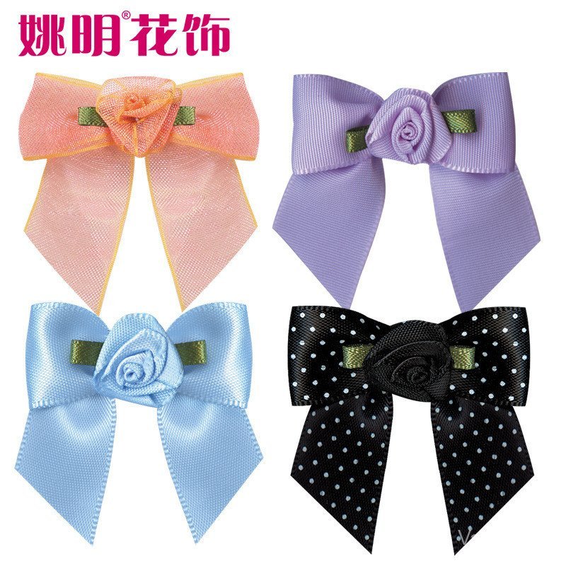 Ya Yao Ming ริบบิ้นทําด้วยมือโบว์ของขวัญกล่องเครื่องประดับโบว์สําเร็จรูปเสื้อผ้า Hairpin ตกแต่งสามจุ