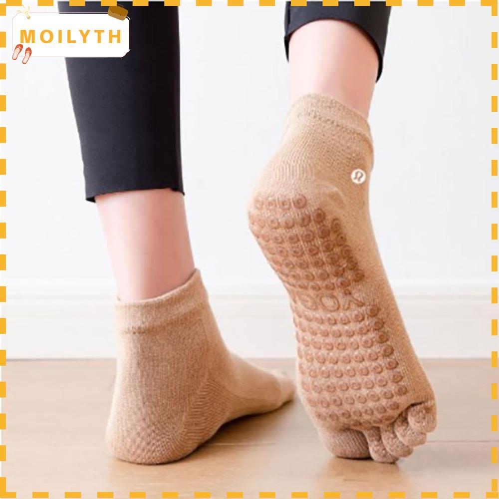ถุงเท้าผ้าฝ้ายโมลิธ ดูดซับเหงื่อ ระบายอากาศ ลดการลื่นไถล เหมาะสำหรับโยคะ พิลาทิส และการออกกำลังกาย