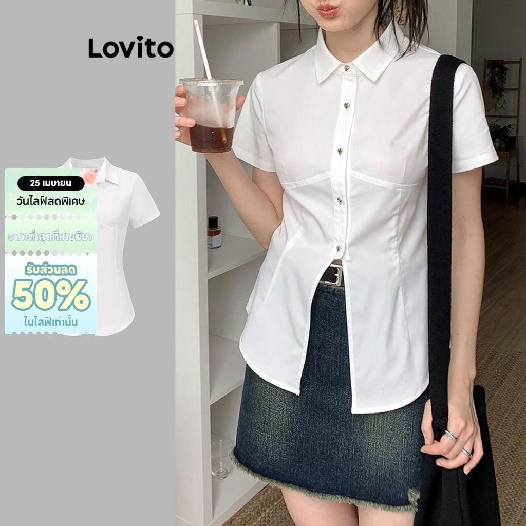 Lovito เสื้อลําลองเสื้อแยกธรรมดาสําหรับผู้หญิง L88AD210