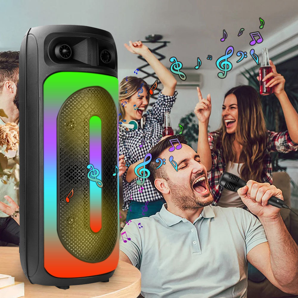 ลำโพงบลูทูธ รุ่น KTS-1909 ขนาด 8 นิ้ว 2 ดอก รีโมทพร้อมไมค์ลอย และสามารถปิดเปิดไฟได้ เปลี่ยนโหมดไฟได้