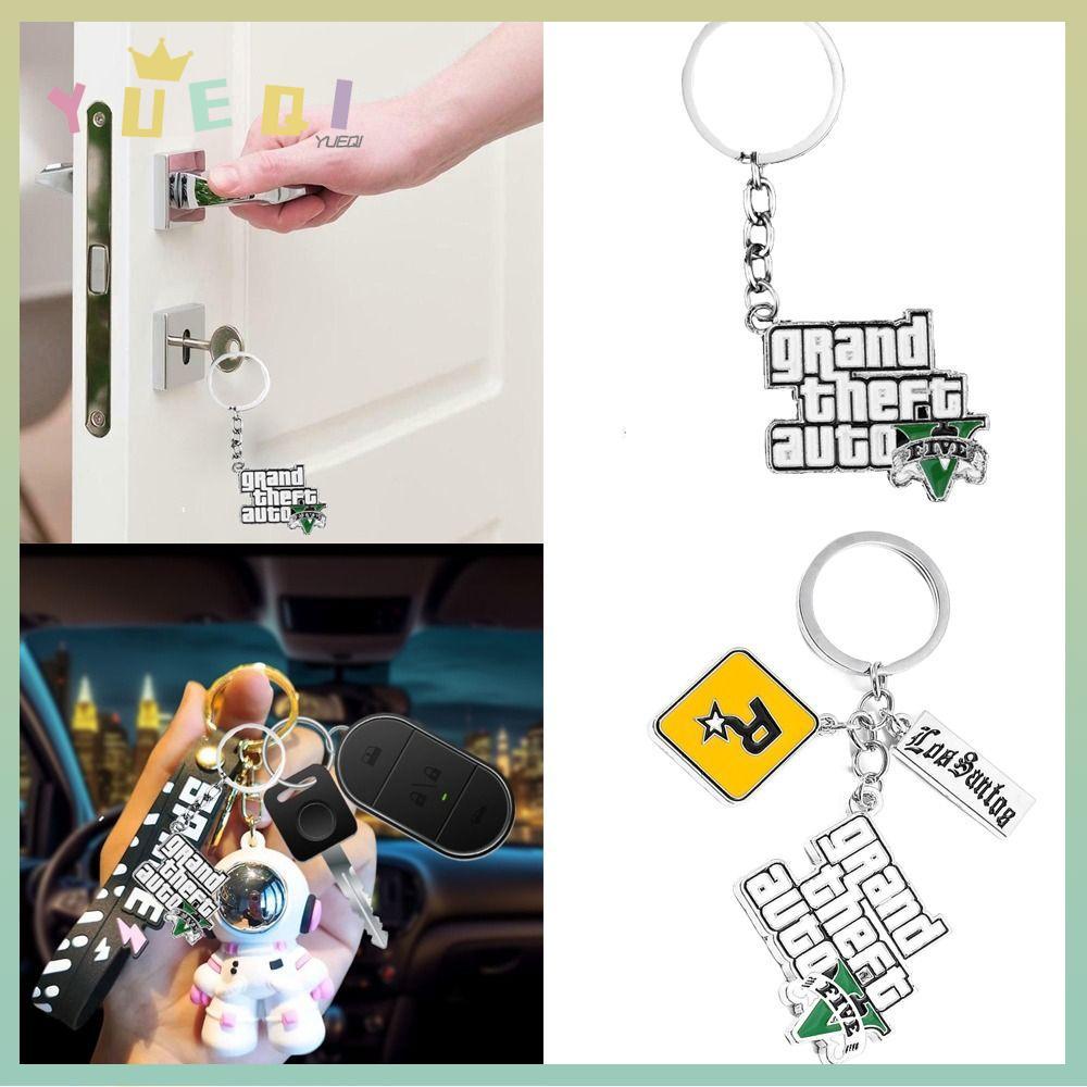 YUEQI Key Holder, พวงกุญแจกระเป๋าจี้เกม PS4 GTA5 พวงกุญแจ, จี้รถแฟชั่น 5 ดาว Muti แฟนของขวัญเครื่องป