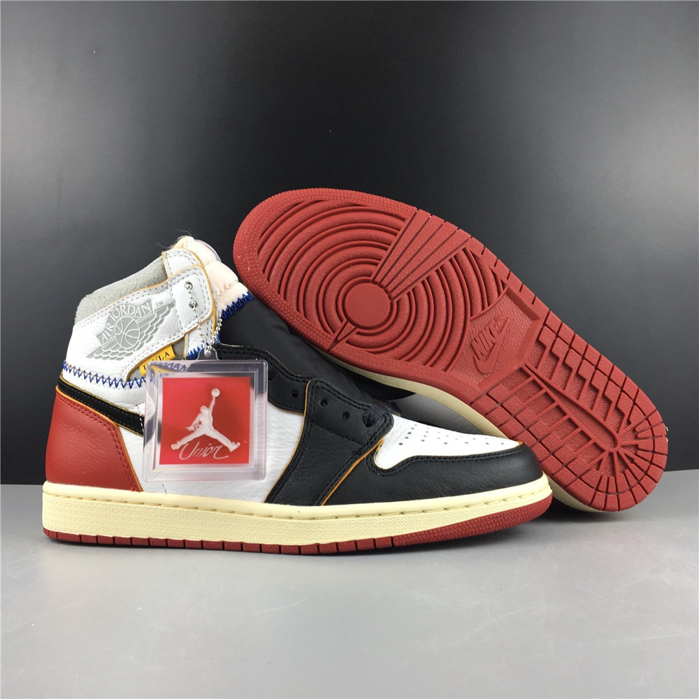 Readystock Nk Union x Air Jordan 1 Retro High OG NRG White/Varsity Red-Wolf Grey-Black BV1300-106