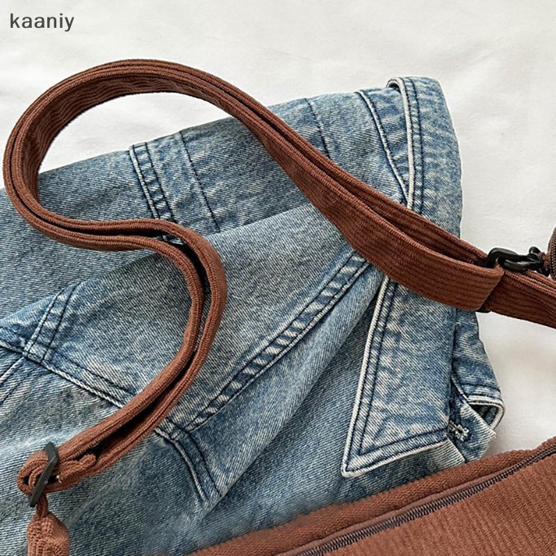 กระเป๋าขวางCORDUROY ขนาดใหญ่ สายปรับได้ สไตล์วันเดย์คูล สำหรับผู้หญิง ทำจากคอร์ดโรยเบาๆ ใส่ได้ทุกลุค - รูปที่ 7