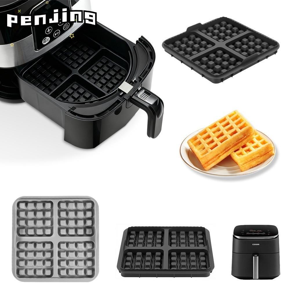 PENJING 1pcs Air Fryer เครื่องทําวาฟเฟิล,ซิลิโคนนํากลับมาใช้ใหม่วาฟเฟิลเบเกอรี่แม่พิมพ์,สแควร์วาฟเฟิ