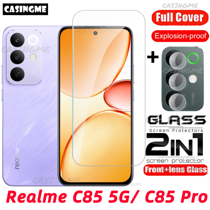 Realme C85 5G C85Pro 2025 กระจกนิรภัยคลุมทั้งหมด Flim สําหรับ Realme C83 RealmeC85 C85x C 85 Pro C85Pro 4G 5G 2025 ฟิล์มด้านหน้าด้านหลังเลนส์กระจกด้านหลังเลนส์กล้องป้องกันหน้าจอ