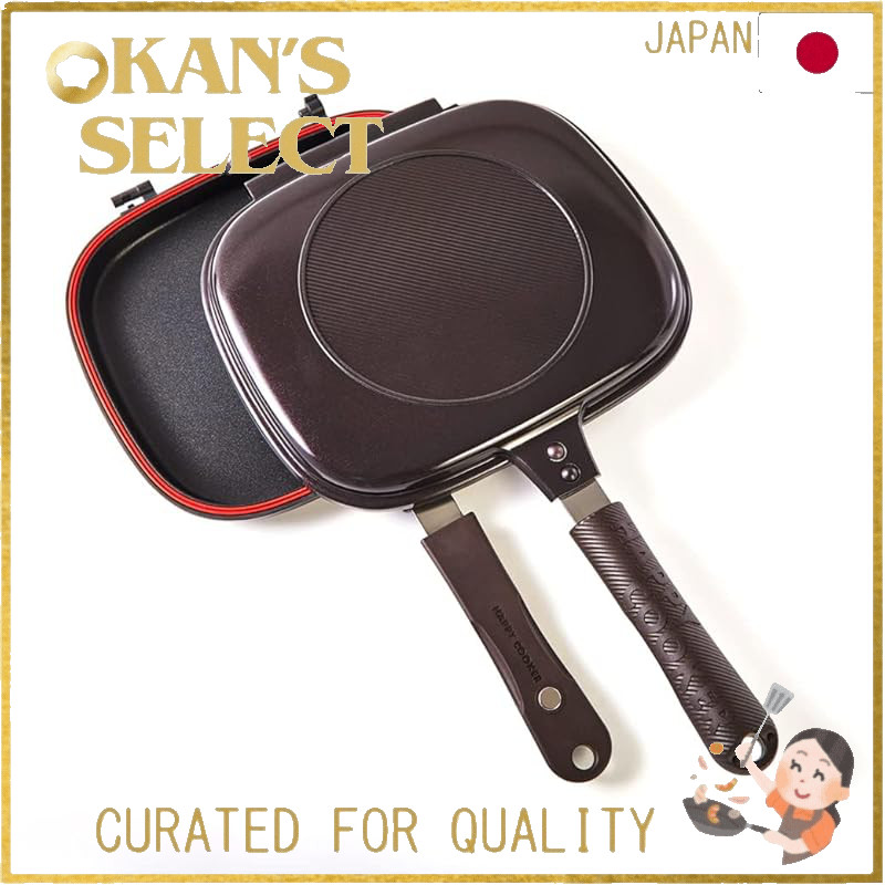 **[HAPPYCOOKER Official] [Compatible with Direct Fire and Gas Fire] Double-Sided Frying Pan Brown Bo