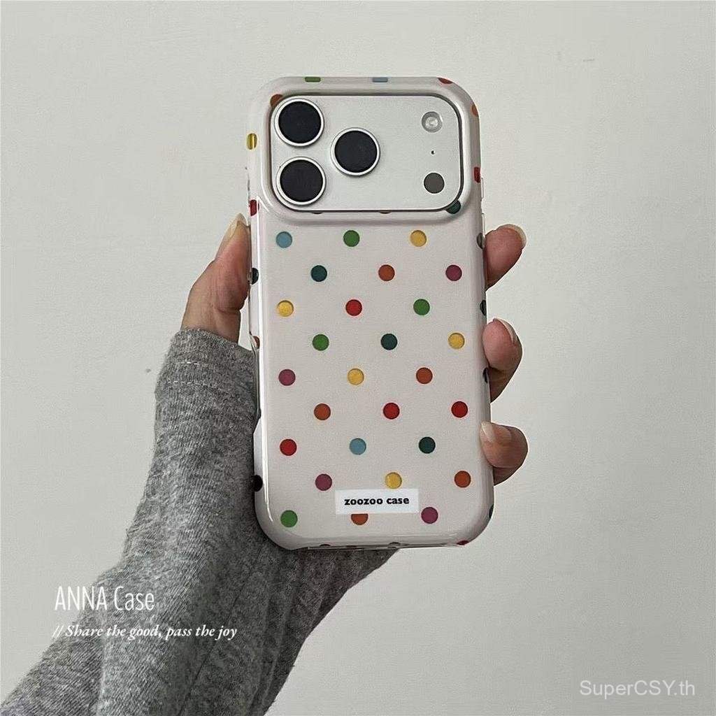 เคสโทรศัพท์ เหมาะสําหรับ iPhone 11 12 13 14 15 16 17 Pro max Plus Air Color Polka Dot Shock-proof Shock-proof เคสป้องกันรวมทุกอย่างกรณี AH5L