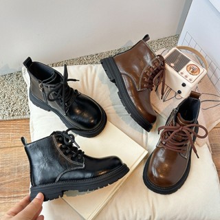 KIDSZONE รองเท้าหุ้มข้อเด็ก ร้อยเชือก ซิปข้าง  รุ่น MQF835