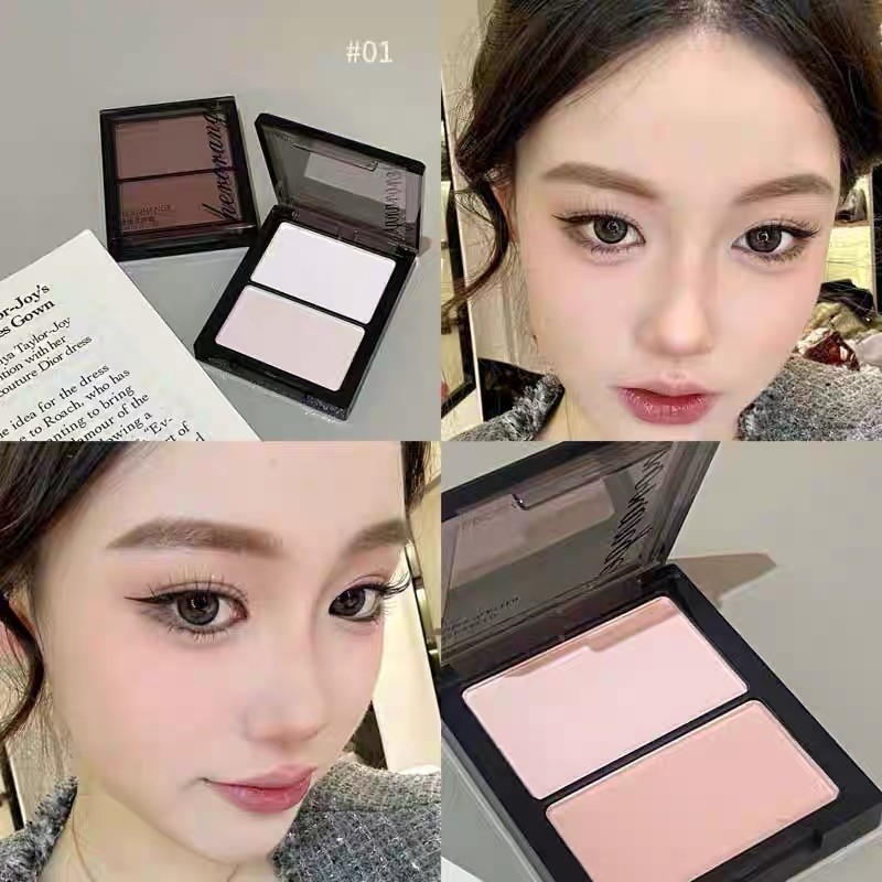 i haapy-shop : พาเลตต์คอนทัวร์ไฮไลท์ 2 สี เนื้อแป้งบางเบา แบบแมตต์ ช่วยให้ใบหน้า ดวงตา จมูก ดูกระจ่างใสH8010
