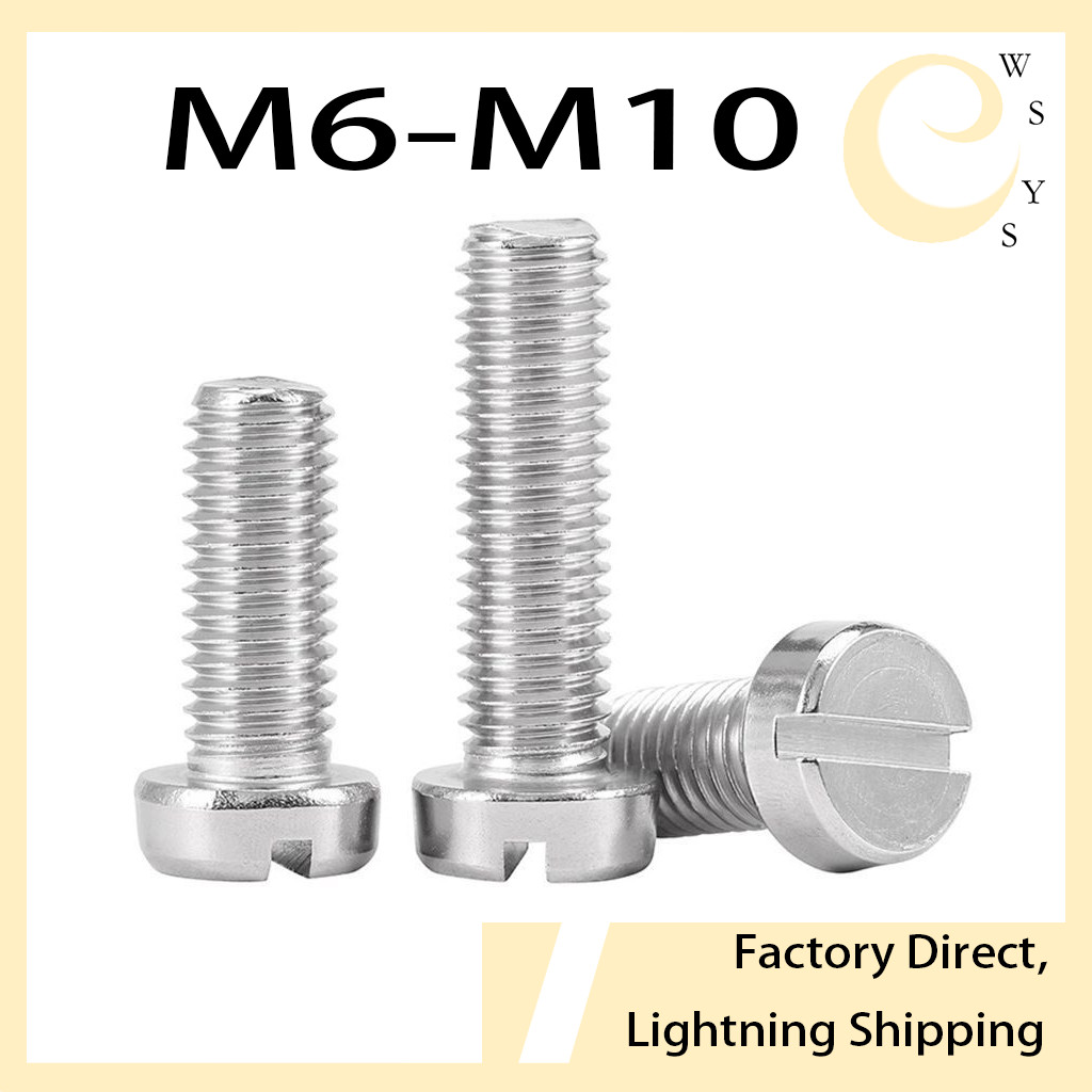 304 สแตนเลส one-slot สกรูหัวทรงกระบอก GB65 สกรู slotted หัวกลม bolt M6-M10WSYS-MB-YY