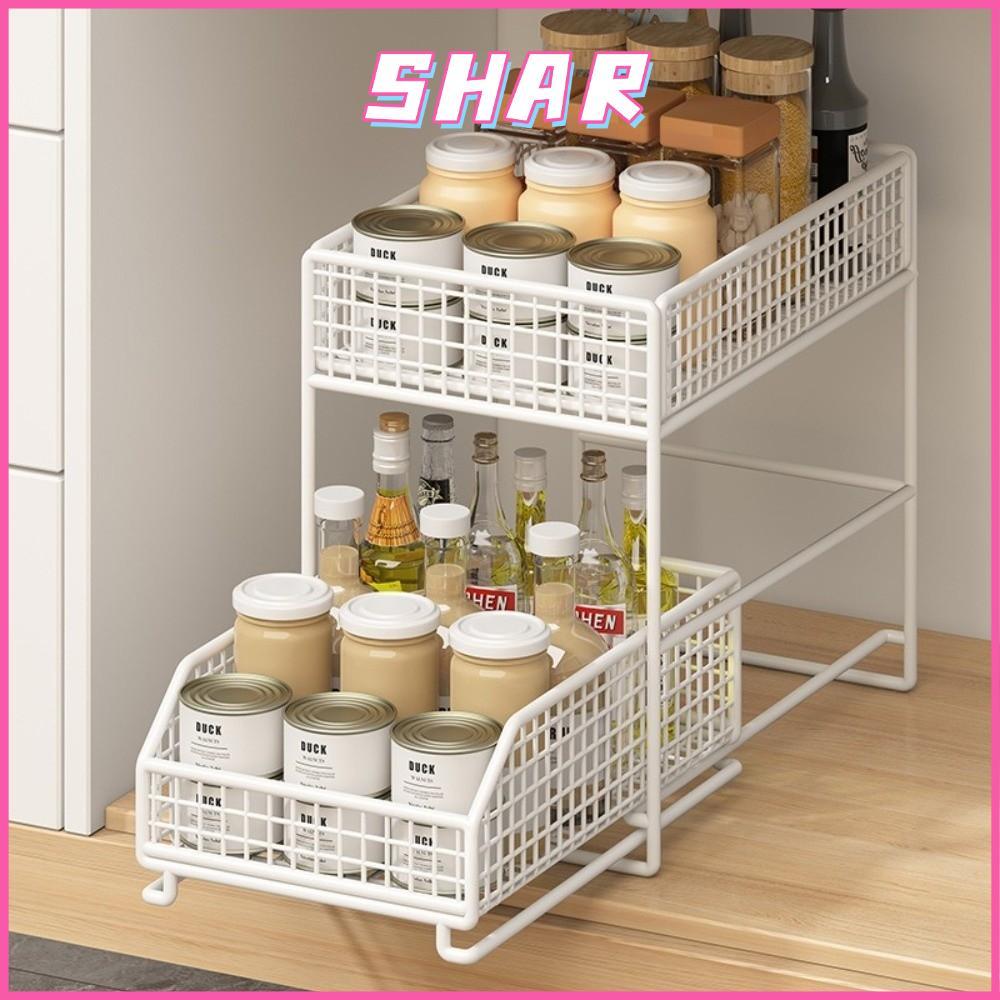 SHAR ตู้เก็บของในครัว 2 ชั้นบานเลื่อน พร้อมลิ้นชักใต้อ่าง ประหยัดพื้นที่อเนกประสงค์