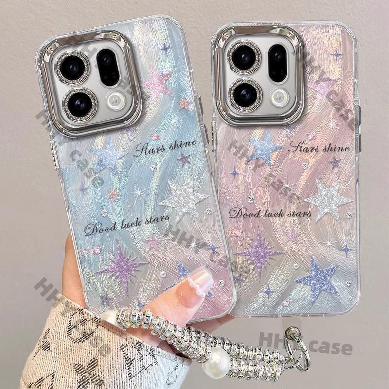 เคส OPPO Find X9 เคส OPPO Find X9 Pro เคส Gradient Pink Star กันกระแทกโทรศัพท์มือถือกรณีแฟชั่นโทรศัพท์มือถือกรณีป้องกันกรณี Plus อิฐสร้อยข้อมือขาตั้ง HHY