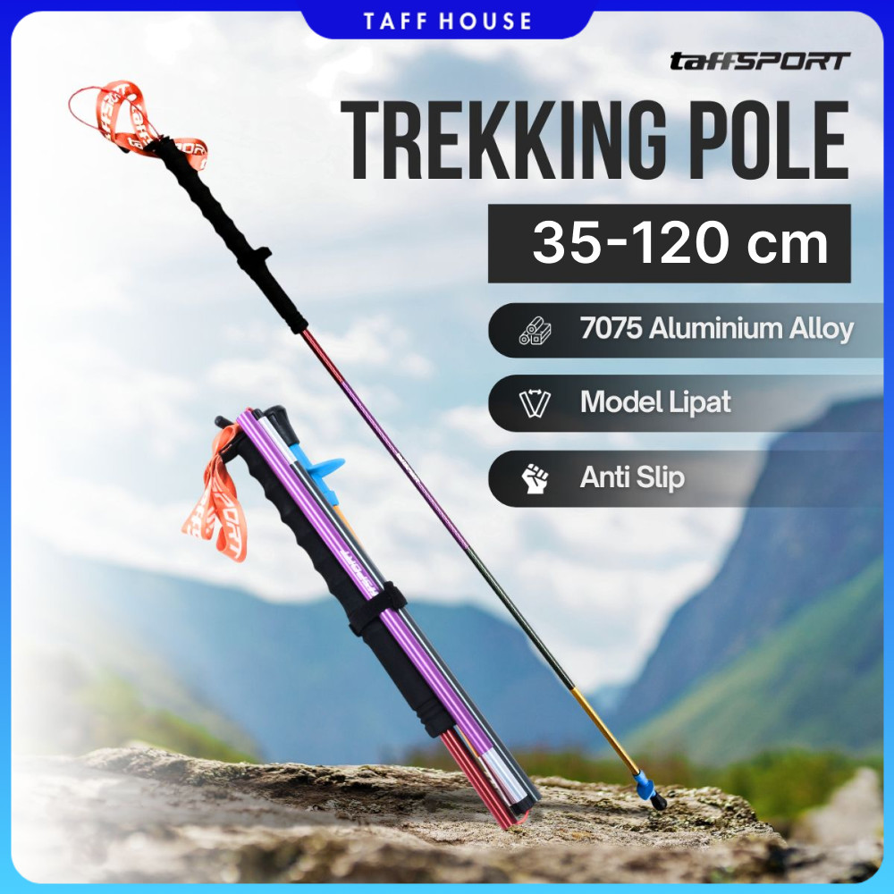 Taffisport ไม้เท้าเดินป่าแบบพับได้ Trekking Pole 7075 อลูมิเนียม 120 ซม. - 7075