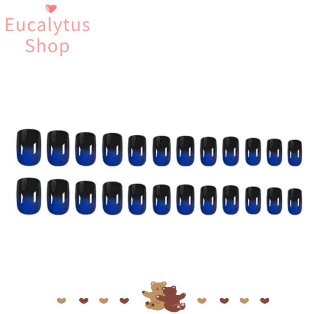 EUCALYTUSS 24 ชิ้นกดบนเล็บ, เล็บกาวเล็บแฟ้มเต็มรูปแบบเล็บปลอม, นํากลับมาใช้ใหม่เล็บชุดสั้นสแควร์เล็บ