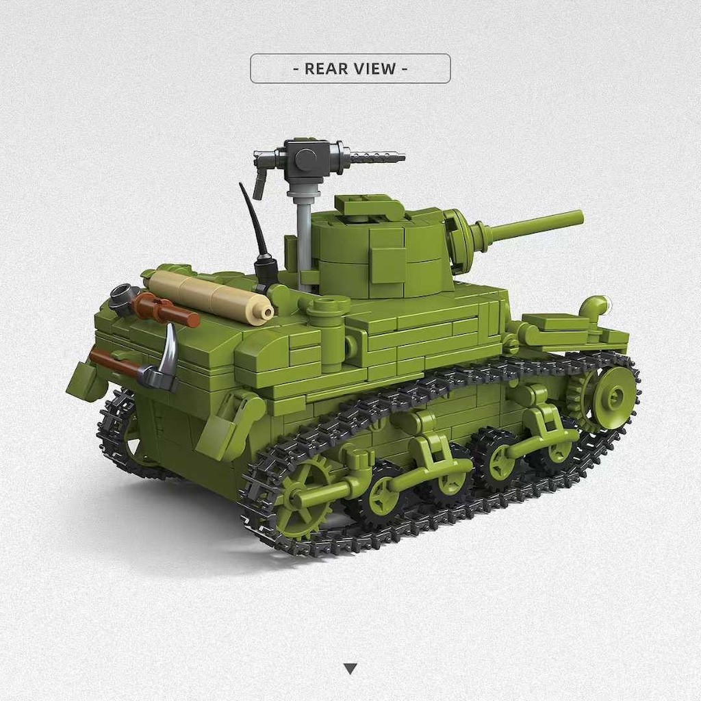 Mybeautyhouse 579PCS MOC M3A1 Stuart Stirling Light Tank Model Construction ของเล่น Building Block อ