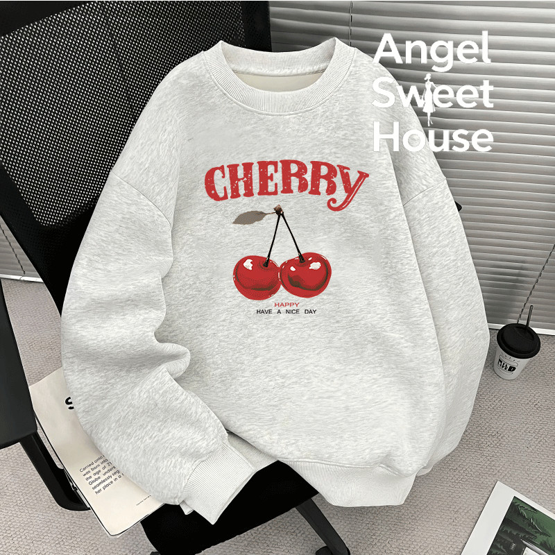 (จัดส่งตลอด 24 ชั่วโมง）Angel Official oversize ทันสมัย เสื้อคอกลม พลัสไซส์ เกาหลี เสื้อแขนยาว หลวม เ