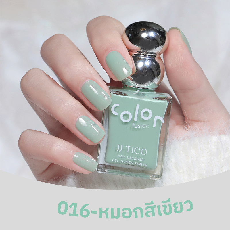 JJ TICO ยาทาเล็บ สีเขียวเม็ดหมอก ขาวขึ้น 12ml สูตรน้ำ ไม่ต้องอบ แห้งเร็ว สีคงทน