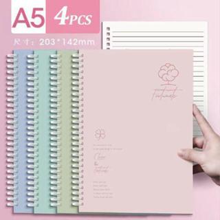 4 ชิ้นปกอ่อน A5 โน๊ตบุ๊คเกลียวผูกเพิ่มความหนาของนักเรียนโน๊ต…