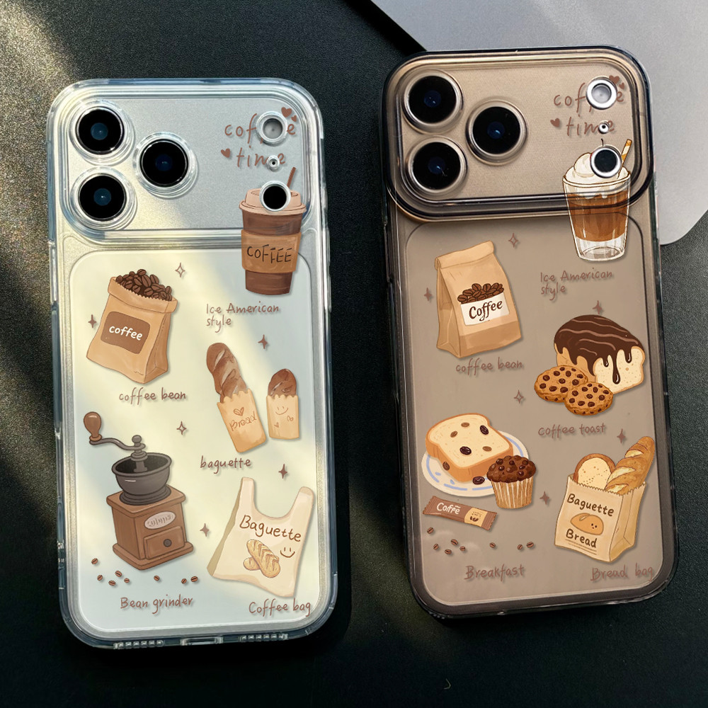 แฟชั่นกาแฟนมเคสโทรศัพท์สําหรับ IPhone 17 / 17PRO 16 15 14 /Plus คู่ 13 12 11 XR ปลอกกันกระแทกอุปกรณ์เสริมโทรศัพท์ซิลิโคนโปร่งใส TPU Soft Shell Cove