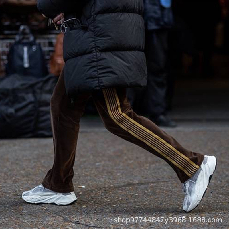 Needles Velvet Casual Sweatpants High Street Velvet Loose Straight Pants Men's Pants Women's Pants