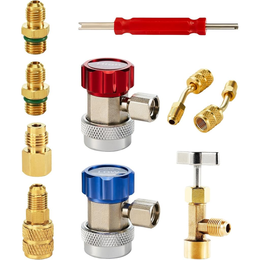 ชุดเครื่องมืออะแดปเตอร์ Orion Motor Tech AC, อะแดปเตอร์แปลงท่อวัด AC 8 ชิ้นรวมถึง R134A สามารถแตะ, R