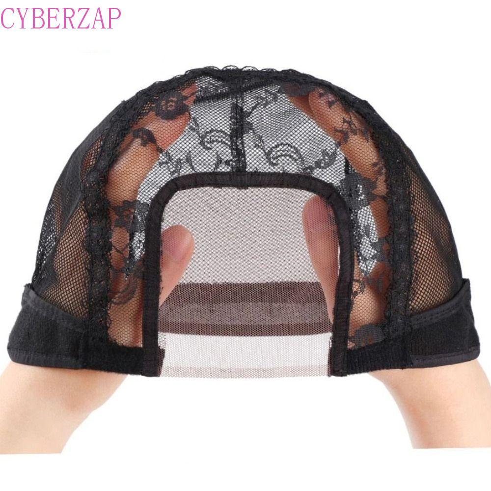 CYBERZAP หมวกตาข่ายระบายอากาศแบบลูกไม้สำหรับวิกผม U Part Swiss Black Hair Net ทนทานและมองไม่เห็น
