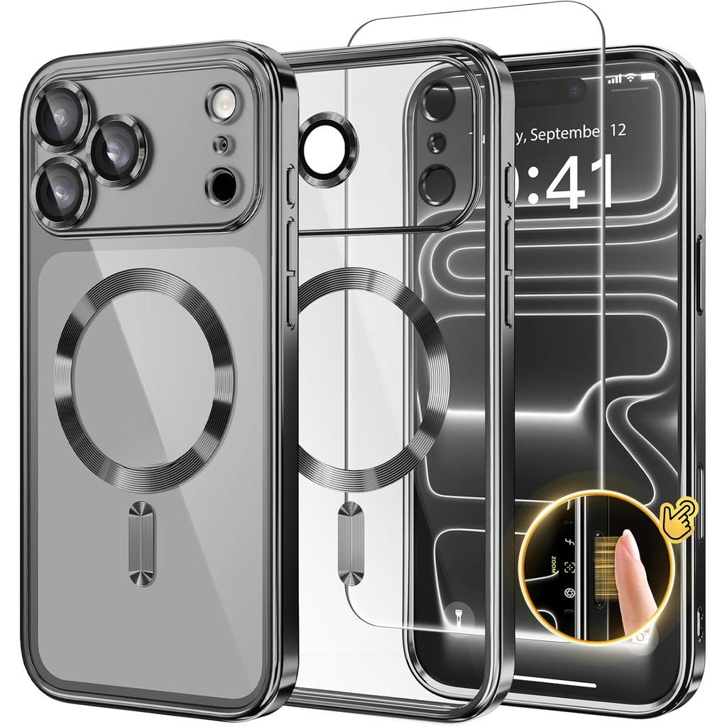 GOLBINBOX เคสแม่เหล็กสําหรับiPhone 17 Pro Maxพร้อมตัวป้องกันหน้าจอ[ป้องกันกล้อง][การป้องกันทหาร 18FT