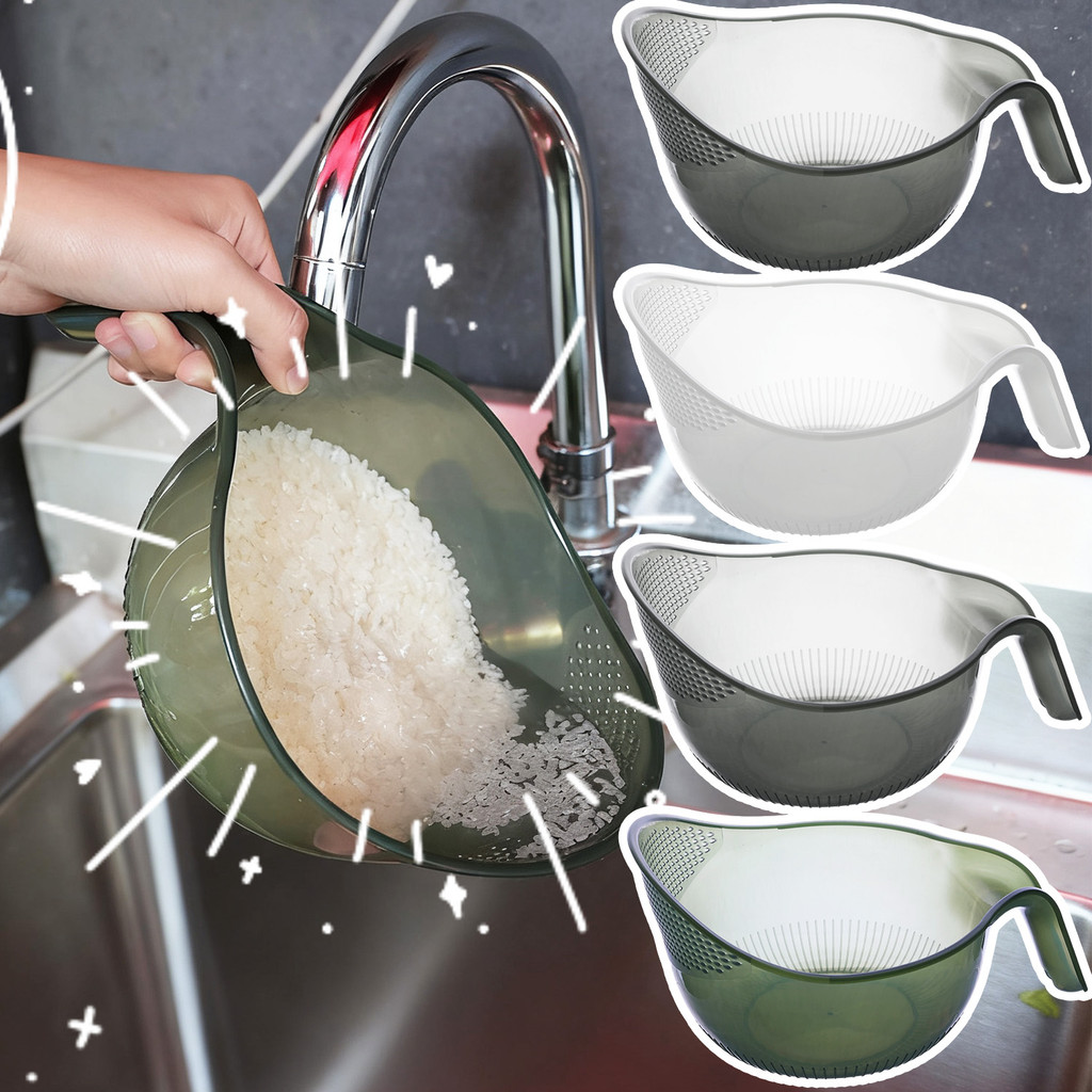 อ่างทําความสะอาดข้าวสองชั้น | 1/2/3 ชิ้น Ergonomic Drainer Scoop สําหรับผักผลไม้, วัสดุ PP ถ้วยกรองน้ําพร้อมที่จับ Grip
