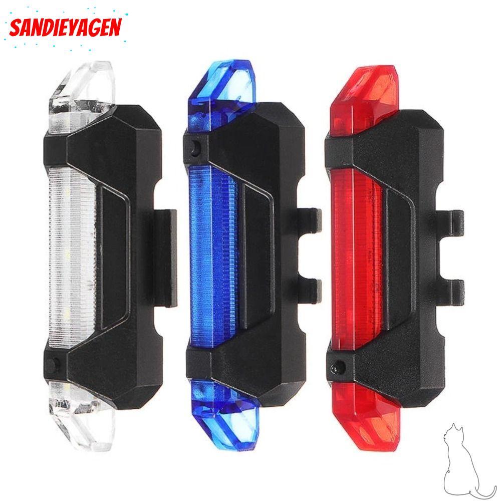 ไฟจักรยานเสือภูเขา Sandygen กันน้ำ ชาร์จได้ USB ไฟกระพริบหลายสี ติดท้ายจักรยาน