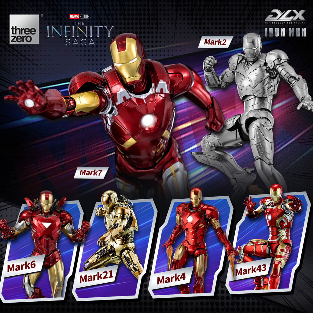 สินค้าใหม่ #threezero Marvel Iron Man MK6 MK7 MK21 Mark 7 DLX เคลื่อนย้ายได้ของขวัญ