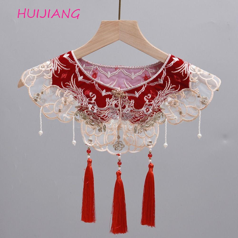 ปลอกคอมีหัวคั่นแบบHanfu ที่ถอดออกได้ ปักด้วยไข่มุก สไตล์จีนโบราณ เหมาะสำหรับการประดับตกแต่งชุดเชิ้ตซาม