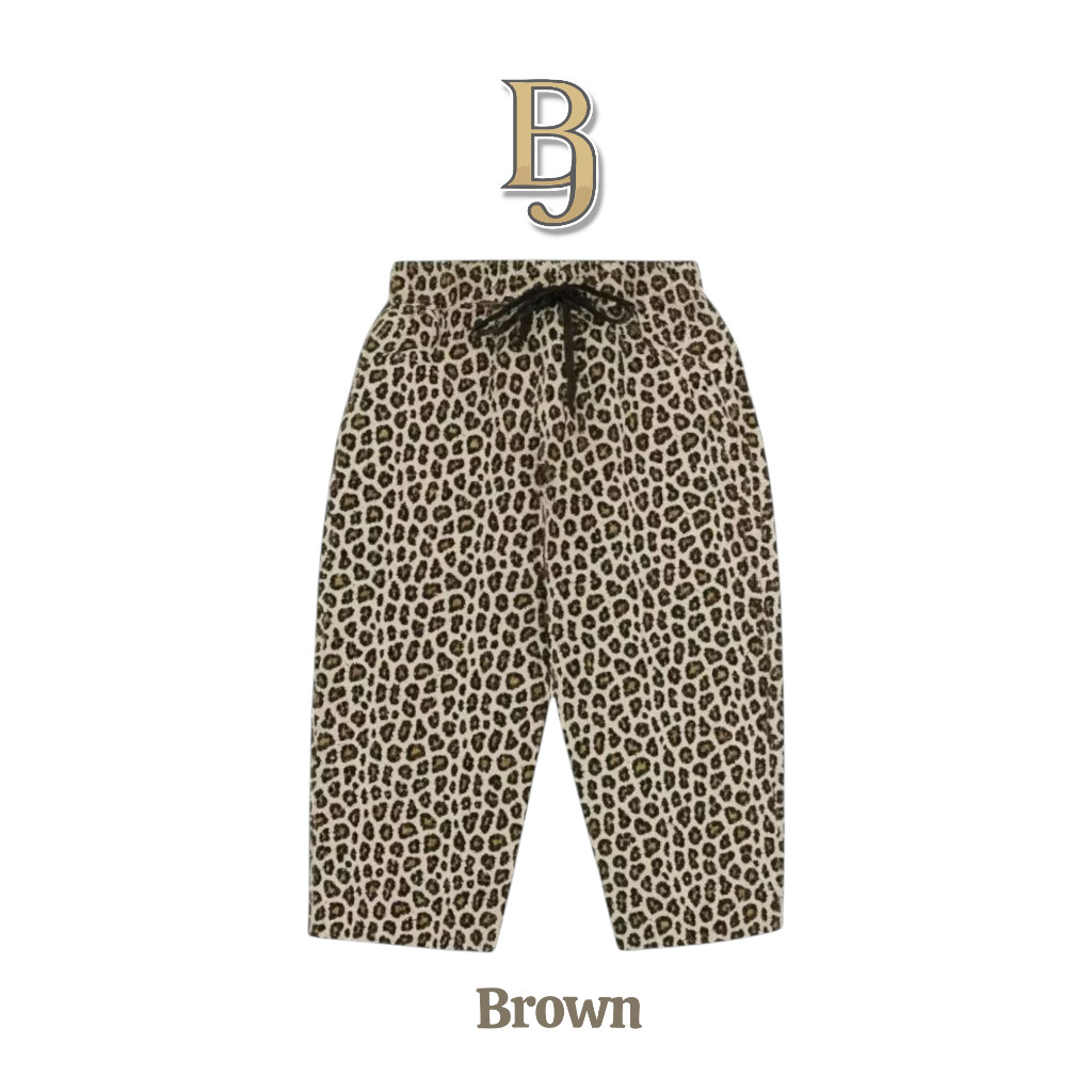 Skena Baggy Leopard Pants สําหรับเด็กชายและเด็กหญิง อายุ 2-12 ปี วัสดุสิ่งทอลายทแยง รูปแบบเสือดาว สบ