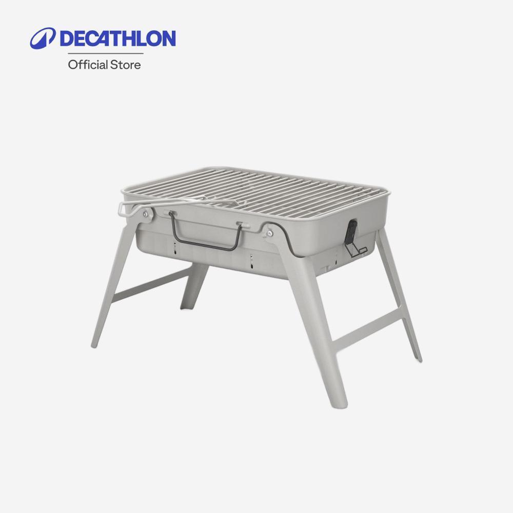 Decathlon Portable 4-Person Camping Barbecue 500 For Wood Charcoal And Briquettes เตาบาร์บีคิวพกพา - Grey