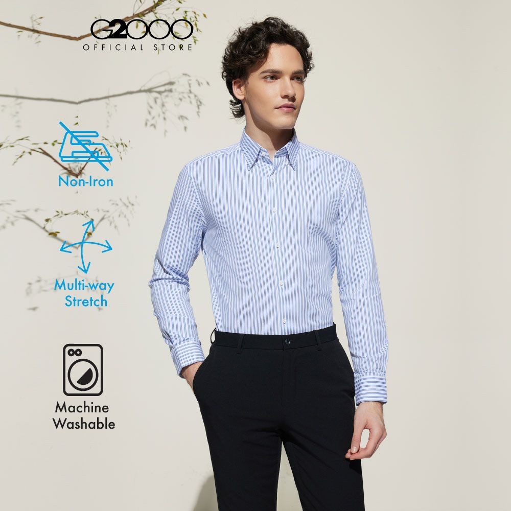 G2000 เสื้อเชิ้ตแขนยาวแบบทางการสำหรับผู้ชาย Smart Fit รุ่น 5112111273 BLUE