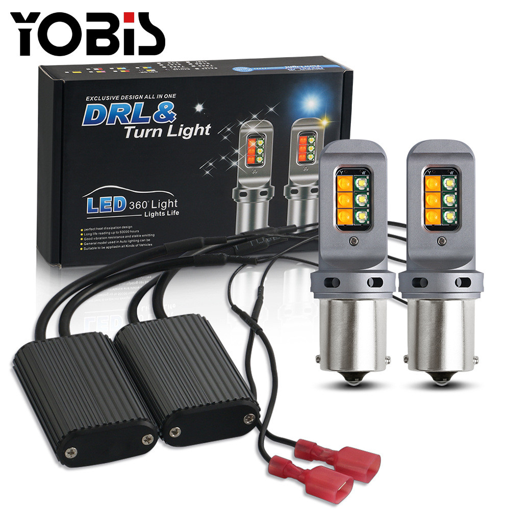 Ubis BA15S ถอดรหัสไฟเลี้ยว LED สองสี 1156 ไฟเลี้ยว 7440 ไฟวิ่งกลางวัน CREE 12SMD