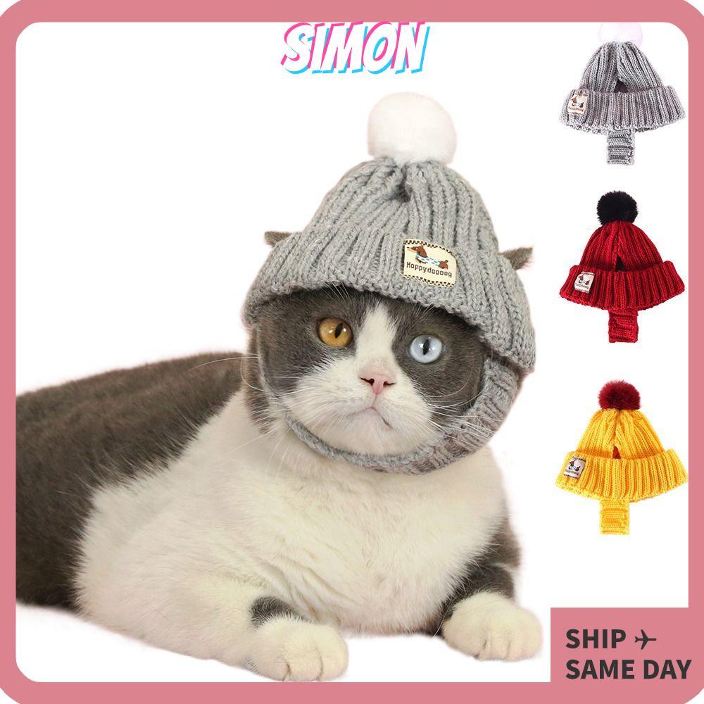 หมวกแมว SIMON รักษาสัตว์เลี้ยงที่อบอุ่นแต่งตัวหมวกลูกสุนัข, อุปกรณ์เสริมเครื่องแต่งกายสัตว์เลี้ยงสากลหมวกสัตว์เลี้ยงฤดูหนาว
