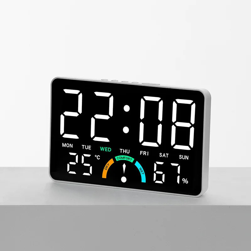 Digital Alarm Clock TEMP Humidity Week Comfort Level Display Dual Alarm Snooze Table Clock 12/24H Ti
