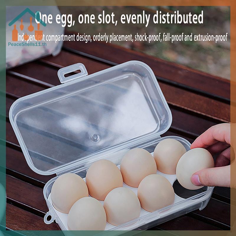 PeaceShells 1PCEgg กล่อง 3/4/8 กริดผู้ถือไข่คอนเทนเนอร์สําหรับกลางแจ้ง Camping Picnic ไข่กล่อง Anti-fall ไข่กล่องเก็บห้องครัว TH