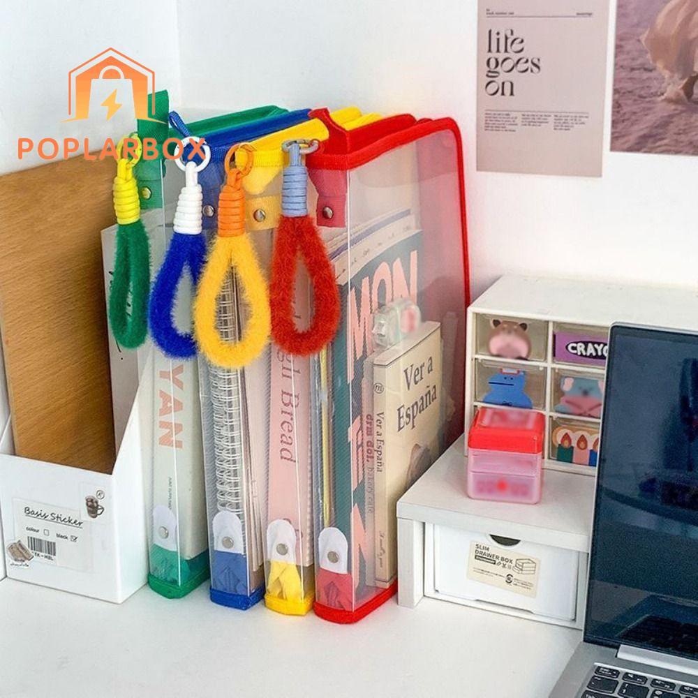 EPTRO A4 Zipper File Bag, PP Transparent Storage Organizer Bag, High-capacity Student Handbag File F