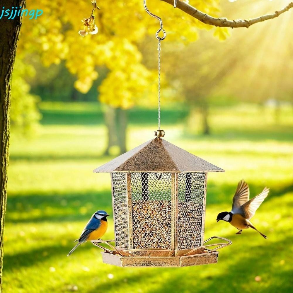 Jsjjingp Bird Feeding Garden Heavy Duty Steel Bird Feeder Large Capacity Squirrel Proof Hanging Food